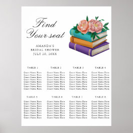 Poster Books Bridal shower Wedding seating chart