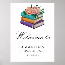 Poster Books Floral Bridal shower welcome sign