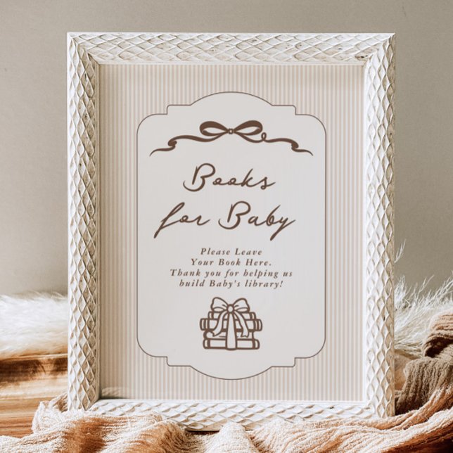Poster Books for baby Bebe Cafe Brown Bow Handdrawn (Criador carregado)