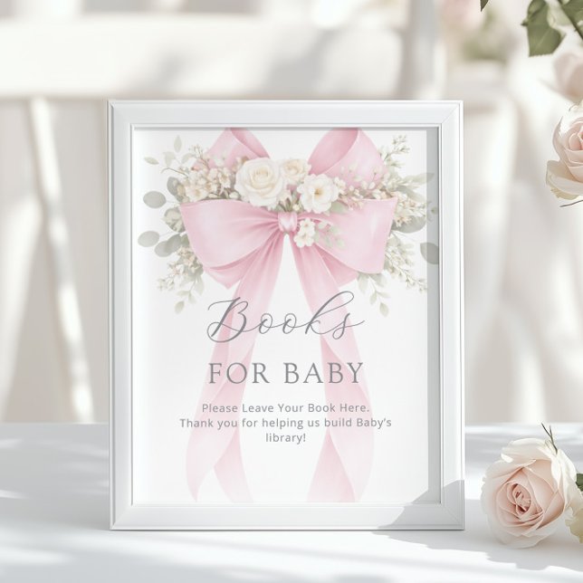 Poster Books for baby Pink Coquette Bow Baby Shower (Criador carregado)
