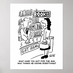 Poster Bookshop Customer asks Shopkeeper a Question