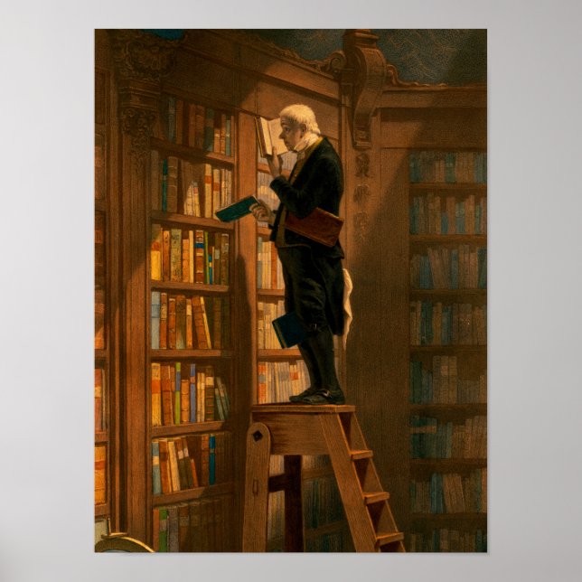 Poster Bookworm, 1861 por Carl Spitzweg (Frente)