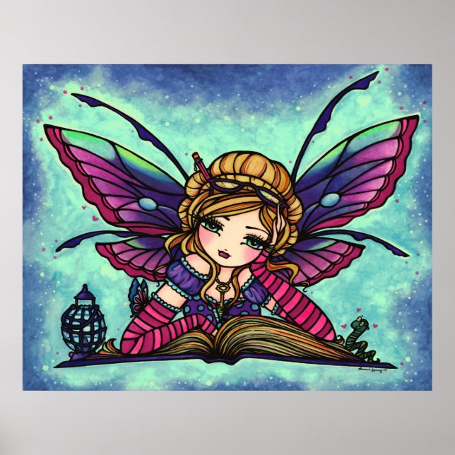 Póster Bookworm Fairy Library Fantasy Art de Hannah Lynn (Frente)