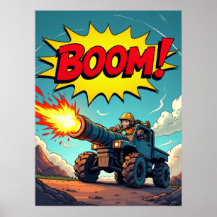 Poster BOOM! Pop de Explosão de Carro de Truque em Quadri