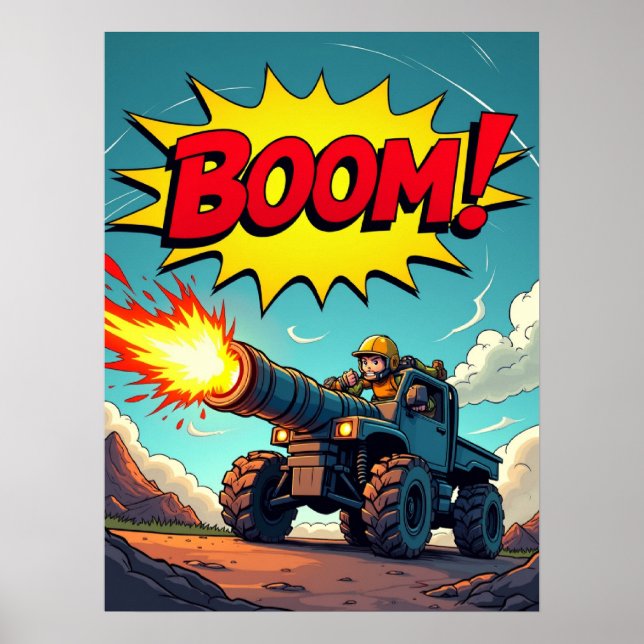 Poster BOOM! Pop de Explosão de Carro de Truque em Quadri (Frente)