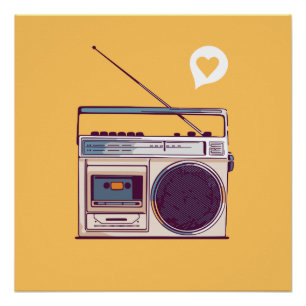 Póster Boombox de rádio retro