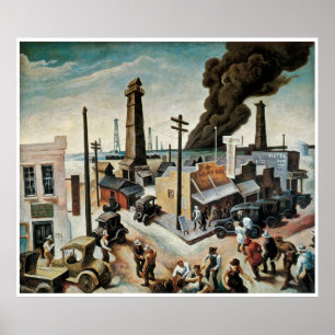Póster Boomtown por Thomas Hart Benton 1928