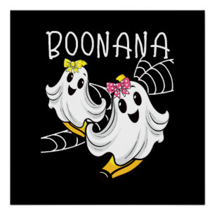 Póster Boonana Fantasma Fofo Banana Halloween
