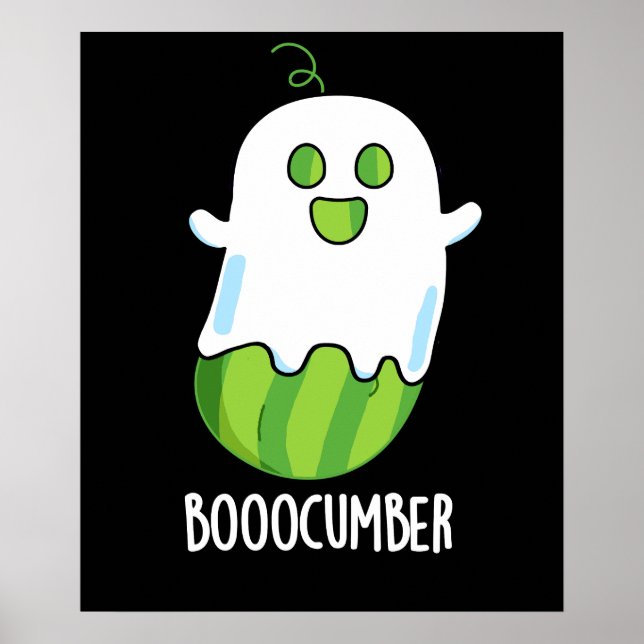 Poster Booocumber Funny Ghost Cucumber Pun Dark BG (Frente)