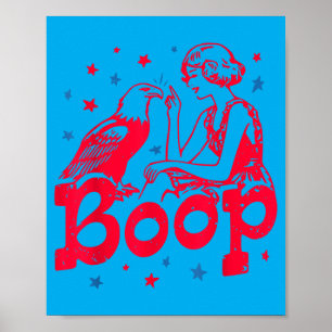 Poster Boop Garota Vintage E Águia Patriótico Retrô Engra