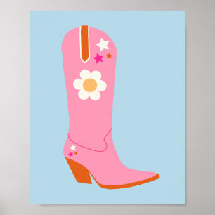 Poster Boot De Cowboy 02 Rosa E Boot De Cowboy Azul