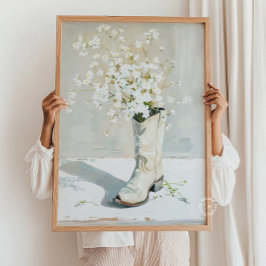 Poster Boot De Cowgirl Com Pintura De Flores
