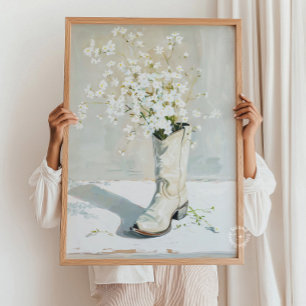 Poster Boot De Cowgirl Com Pintura De Flores