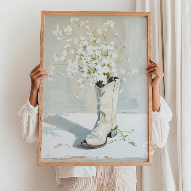 Poster Boot De Cowgirl Com Pintura De Flores (Criador carregado)