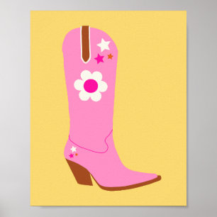 Poster Boot Do Cowboy 05 Rosa E Boots Da Garota Amarela