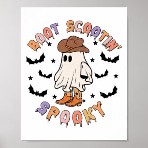 Poster Boot Scoot Spookny Engraçado Western Halloween Cow