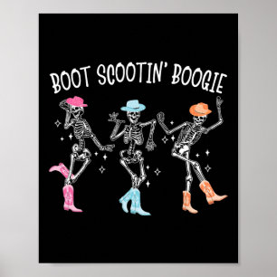 Poster Boot Scootie Retro Western Skeleton Dancin