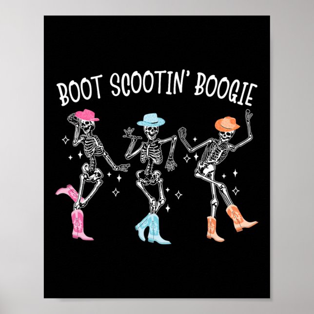 Poster Boot Scootie Retro Western Skeleton Dancin (Frente)