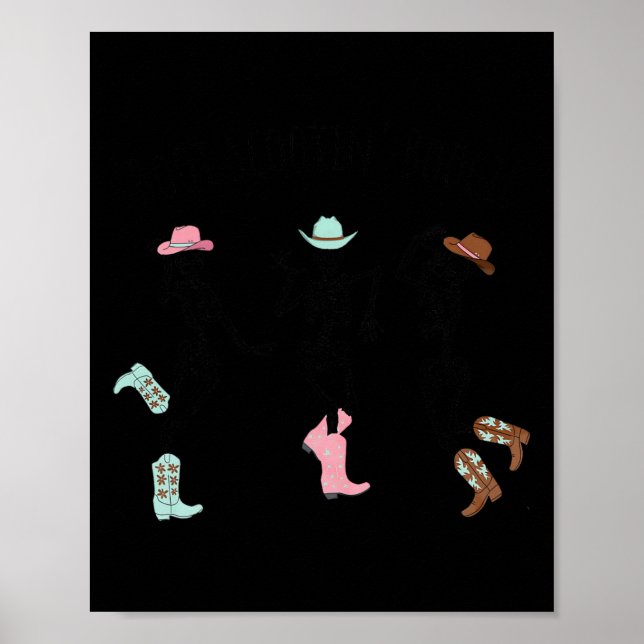 Poster Boot Scootin Boogie Skeletons Dançando no Western  (Frente)