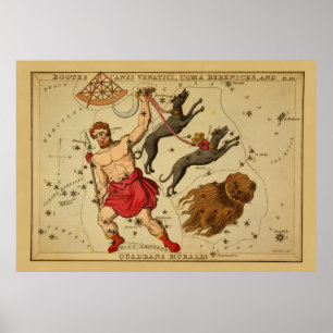 Póster Boötes - Imagem do Gráfico Astronômico de Estrelas