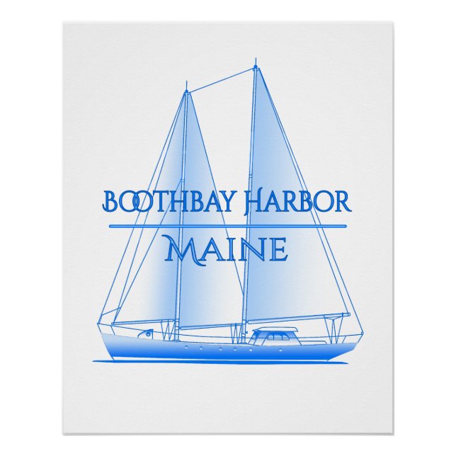 Póster Boothbay Harbor Coastal Nautical Sailing Sailor (Frente)