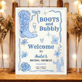 Poster Boots and Bubble Western Chá de panela Welcome