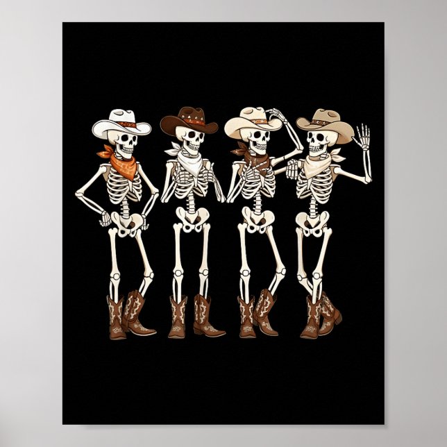 Poster Boots Horse Dancing Skeleton Western Country Rodeo (Frente)
