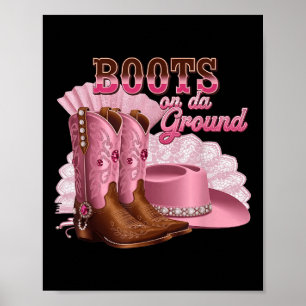 Poster Boots No Chão, Boot Cowgirl Rosa Western Cou