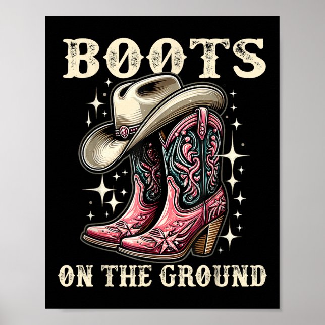 Poster Boots No Chão, Cowgirl Linedance, Boot Cowbo (Frente)