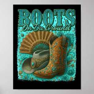 Poster Boots On Da Ground Western Cowboy Boots Qu