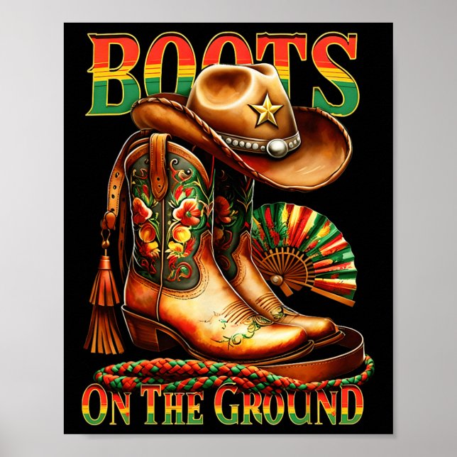 Poster Boots On Ground Boot Juneteenésimo Negra Cowgirl (Frente)