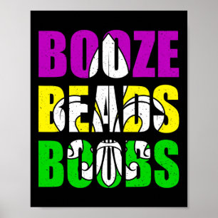 Poster Booze Miçangas Mardi Gras Mulheres Adultos Homens