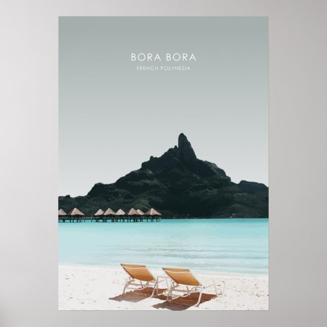 Poster Bora Bora, Polinésia Francesa Viagem Trabalho de a (Frente)