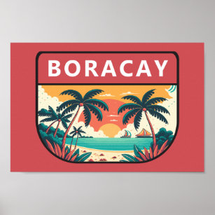 Poster Boracay Filipinas Retro Emblem