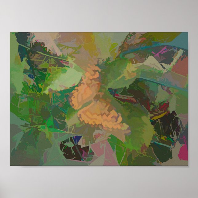 Poster Borboleta Abstrata em Variações de Cor (Frente)