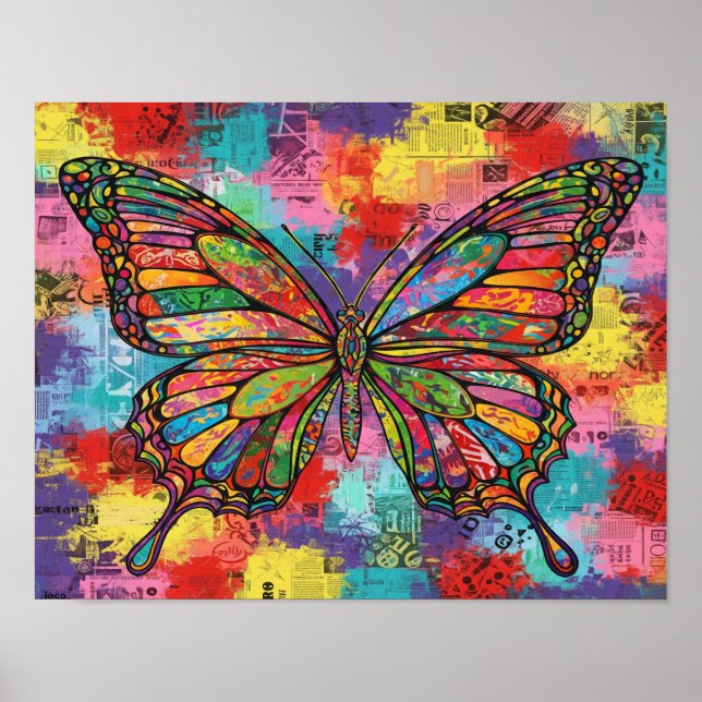 Poster Borboleta abstrato (Frente)