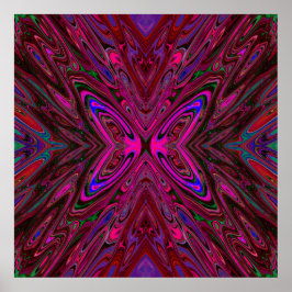 Poster Borboleta-Abstrato azul e rosa-quente trippy