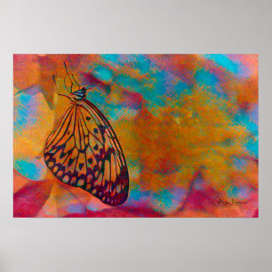 Poster Borboleta alaranjada azul boémia do Hippie