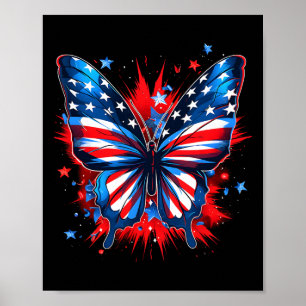 Poster Borboleta Americana Bandeira Cute American Gir