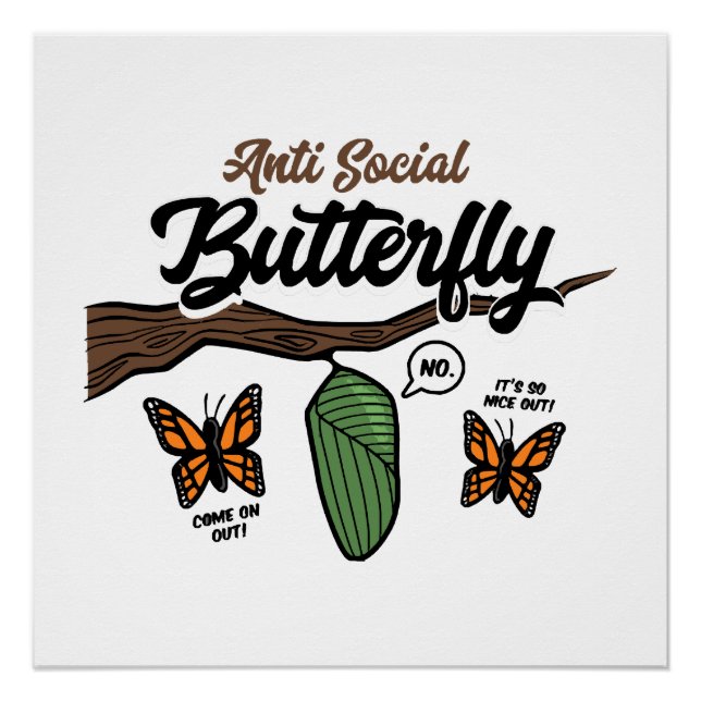 Póster Borboleta Anti Social (Frente)
