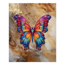 Borboleta Azul Laranja Asas