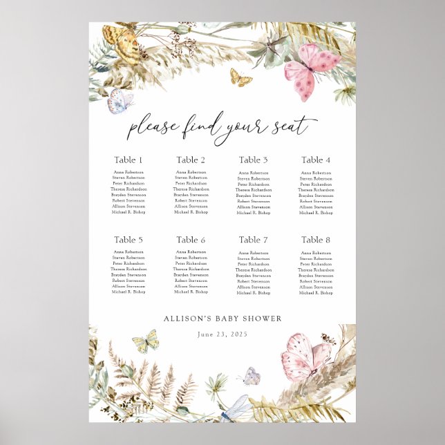 Poster Borboleta Boho no caminho do assento do bebê (Frente)