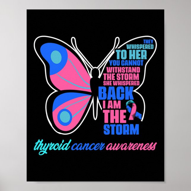 Poster Borboleta cancer - Cancer Tiroide Sobrevivente (Frente)