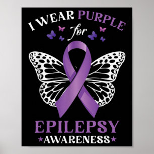 Poster Borboleta Cardíaca Eu Visto Roxo Para Epilepsia Aw