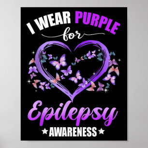 Poster Borboleta Cardíaca Eu Visto Roxo Para Epilepsia Aw