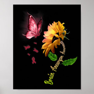 Poster Borboleta Cérebro de Girassol Aneurisma Sensibiliz