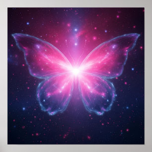 Poster Borboleta Cósmica de Luz em um Sonho Galáctico