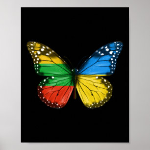 Poster Borboleta da Bandeira Ucraniana Lituana Lituânia U