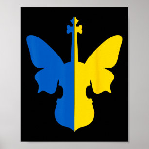 Poster Borboleta da Paz da Ucrânia Violino Bandeira Ucran