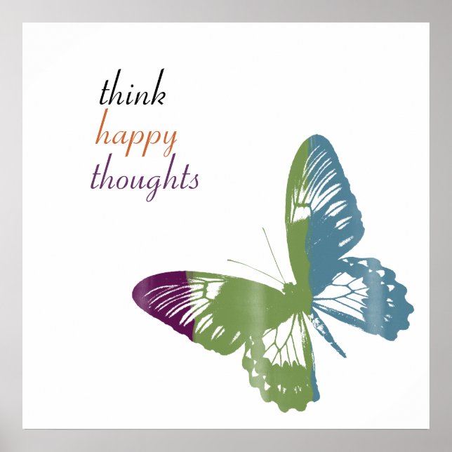 Póster Borboleta de Aquarela (Frente)